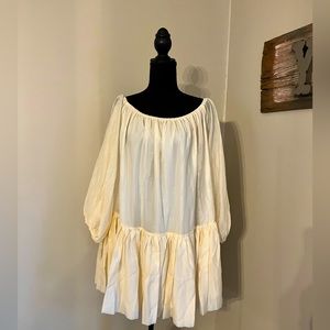 Ivory Vici Babydoll dress top cover lightweight with ruffle size L Large